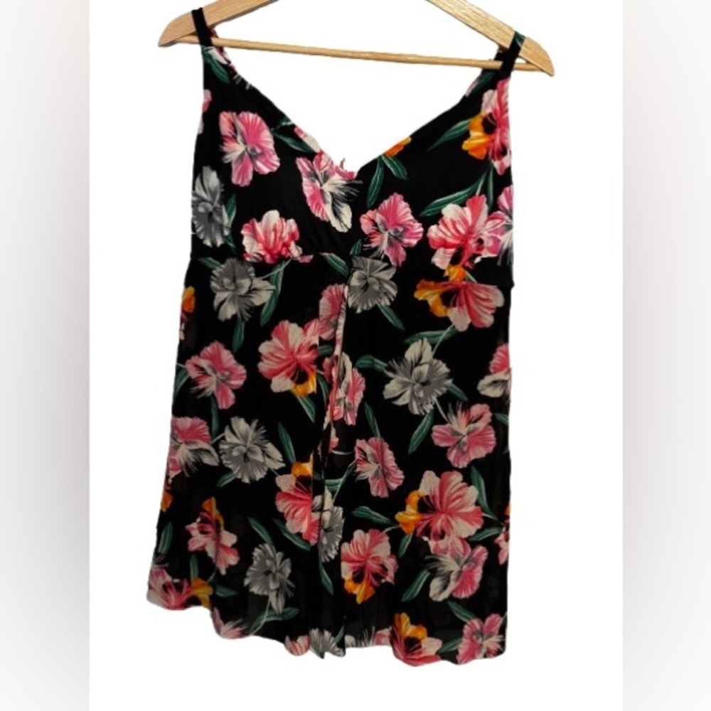 Croft & Barrow Floral Black Swimdress Size 20